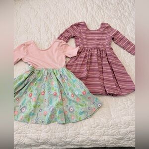 Floral and Striped Kids Dress Set